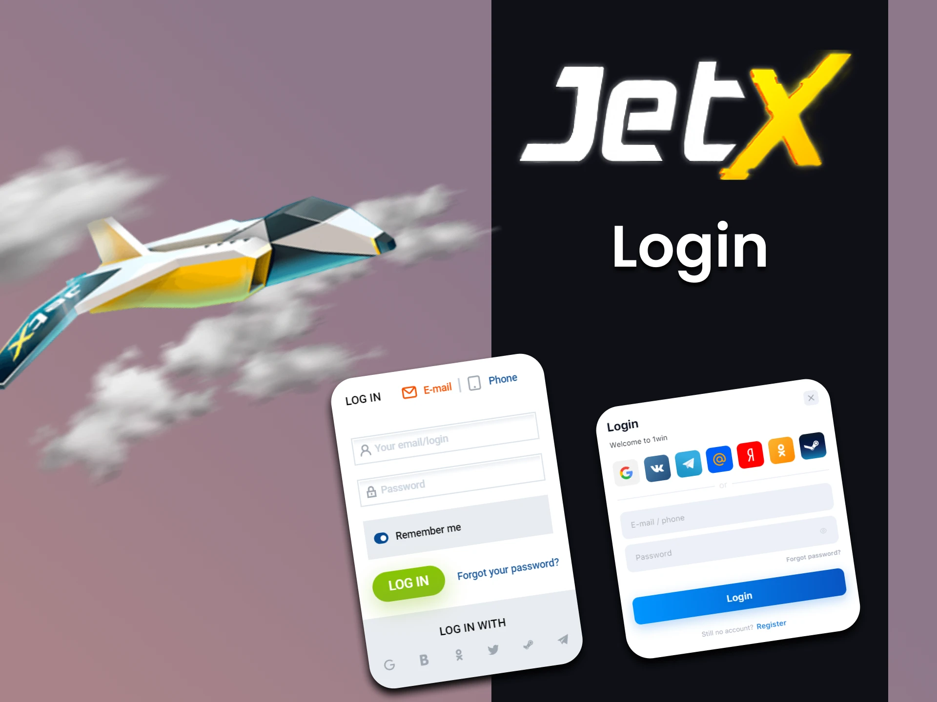 Sign in to your personal account and start playing JetX.