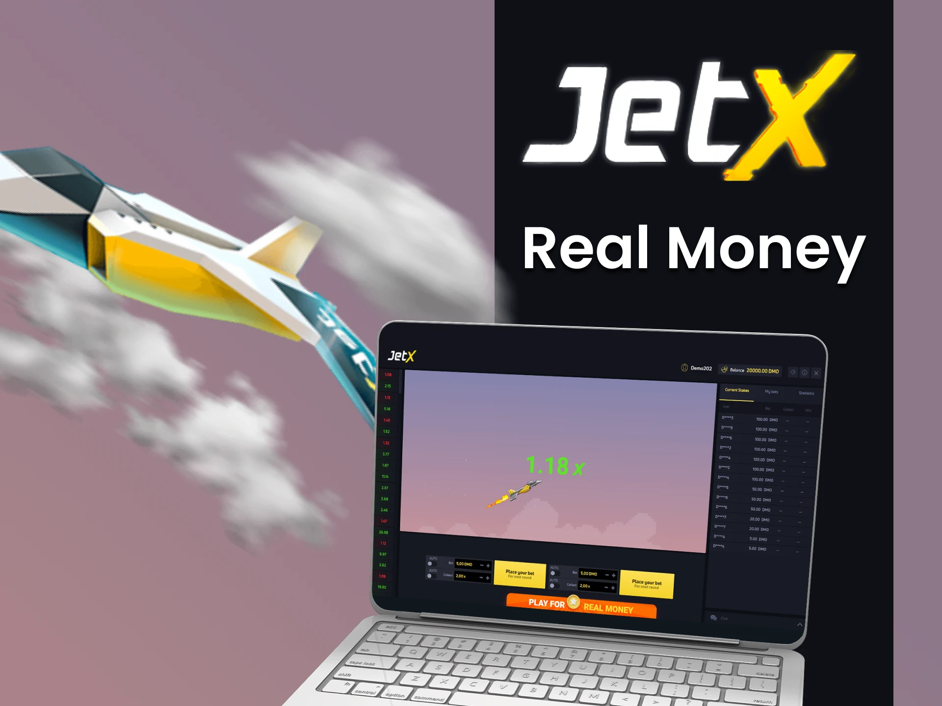 Win real cash in JetX game.