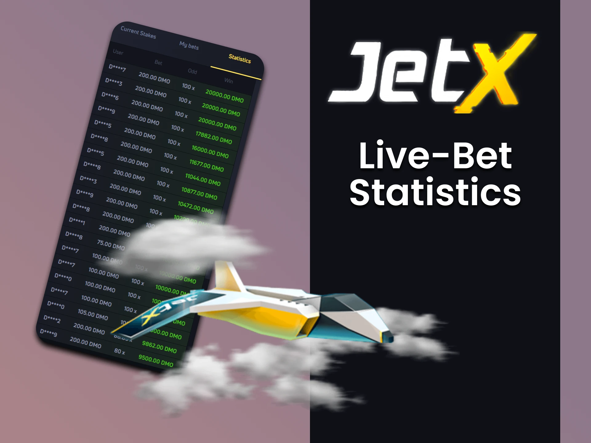 You can watch your stats in JetX game.