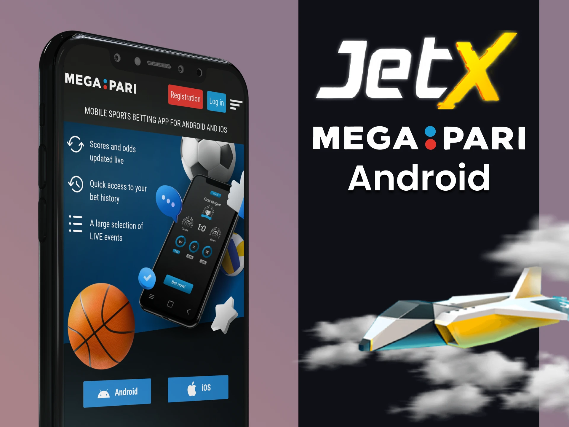Install the MegaPari app on Android to play JetX.