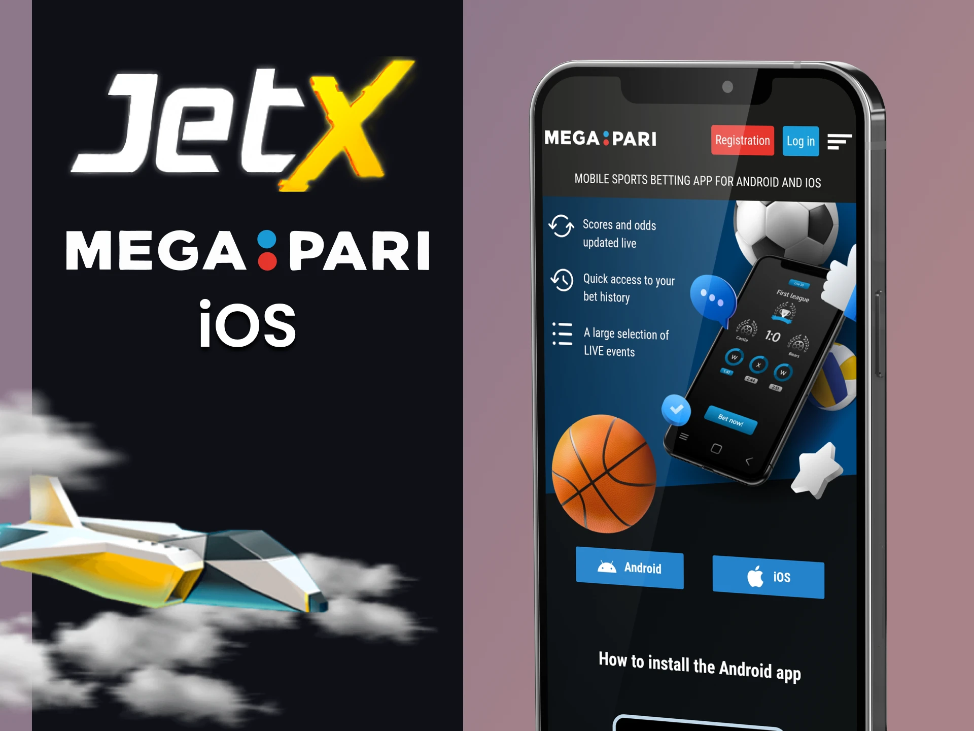 Install the MegaPari app on iOS to play JetX.