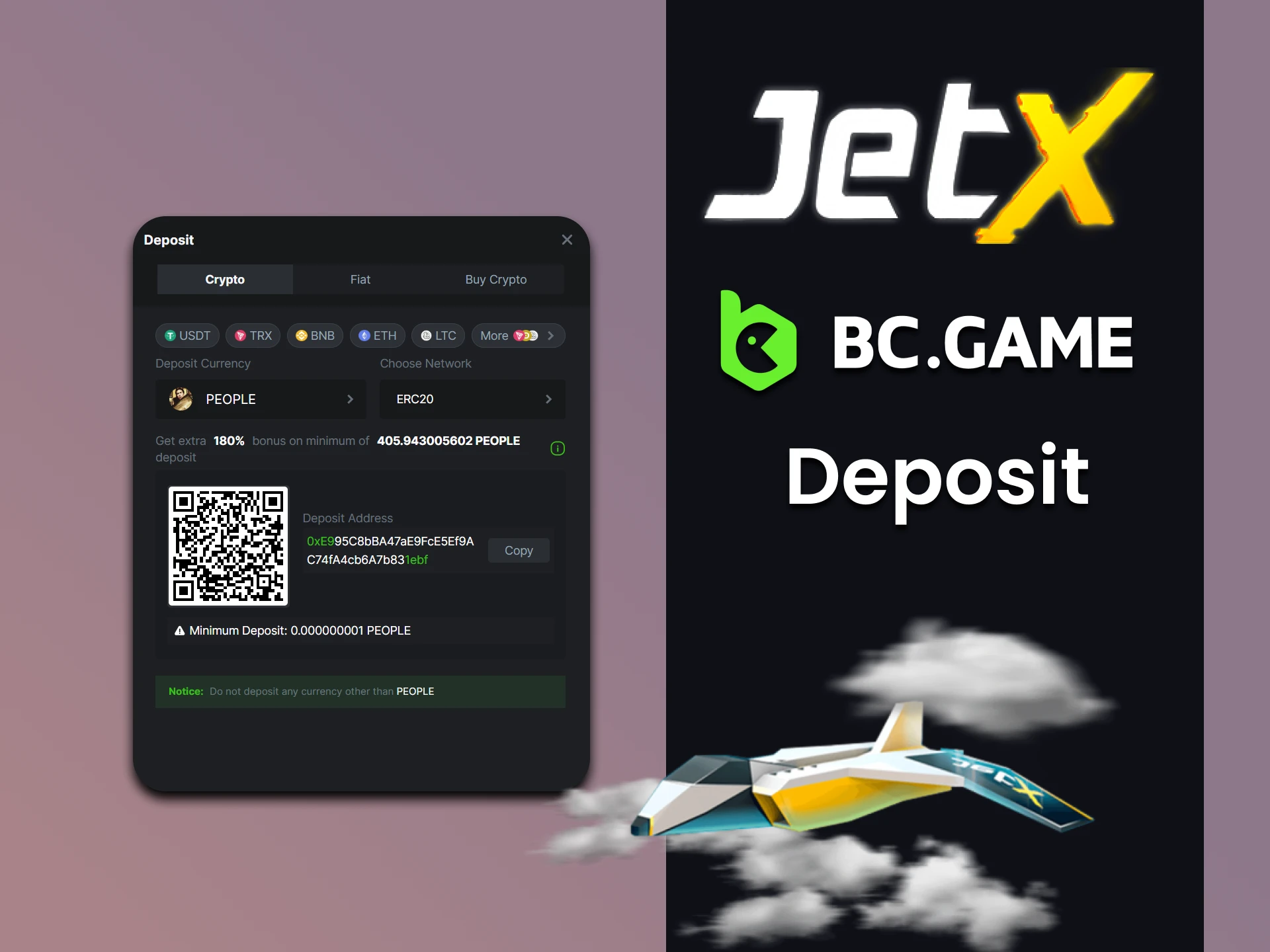 We will tell you how to top up funds for the JetX game on BC Game.