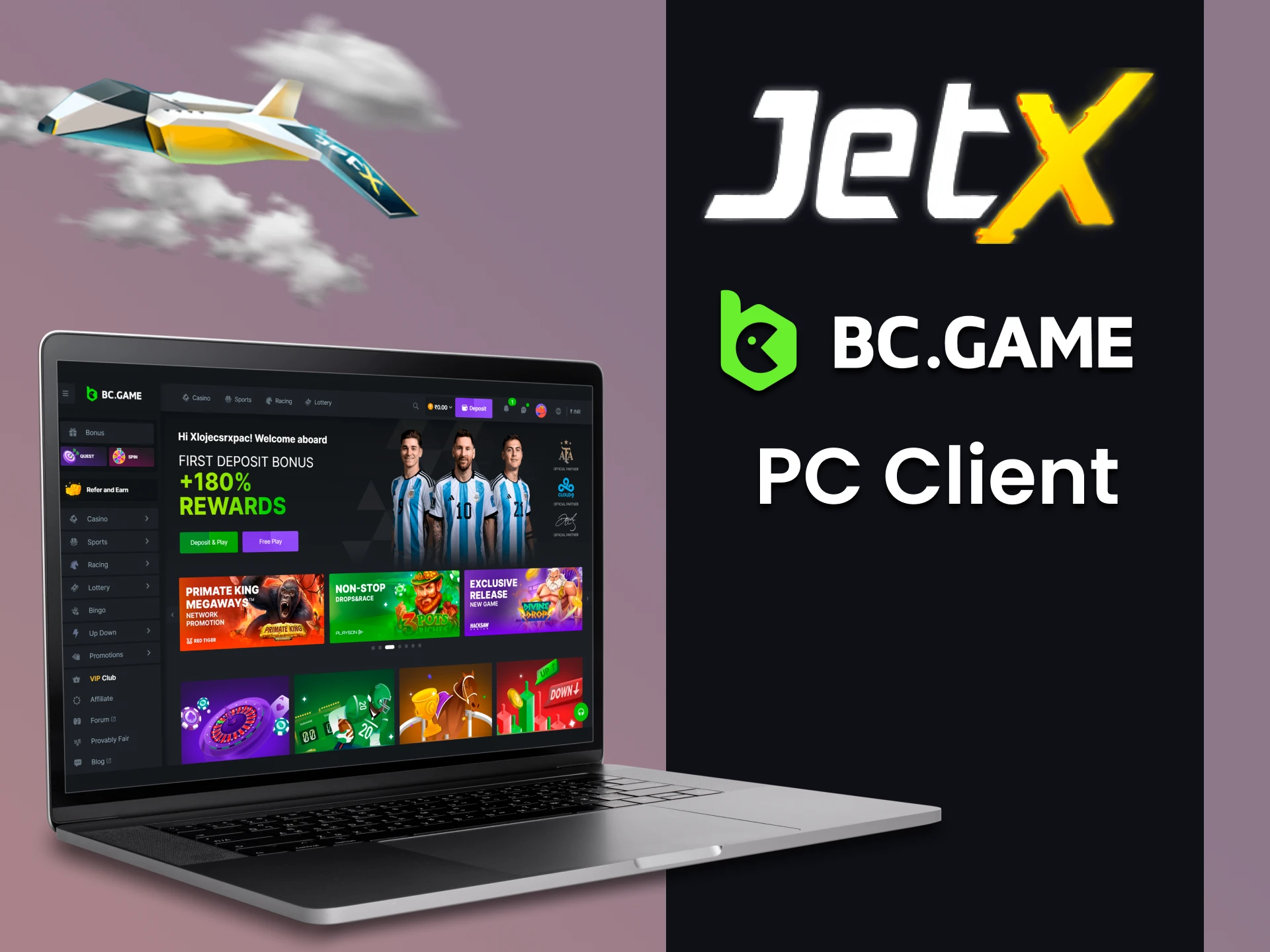 Play JetX from BC Game on your PC.