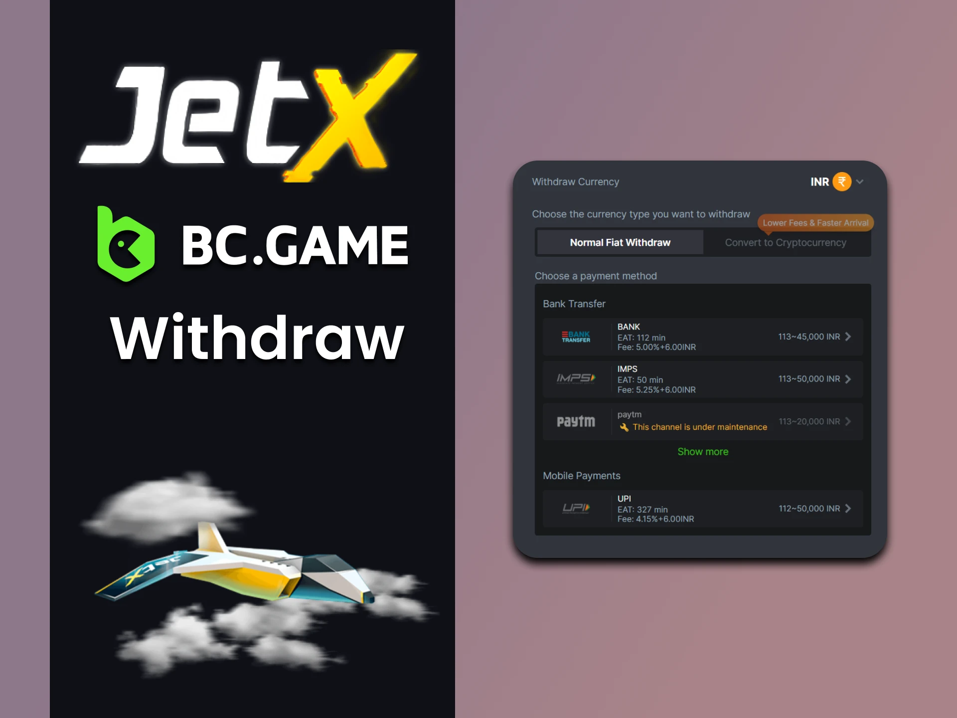 We will tell you how to withdraw funds for the JetX game on BC Game.