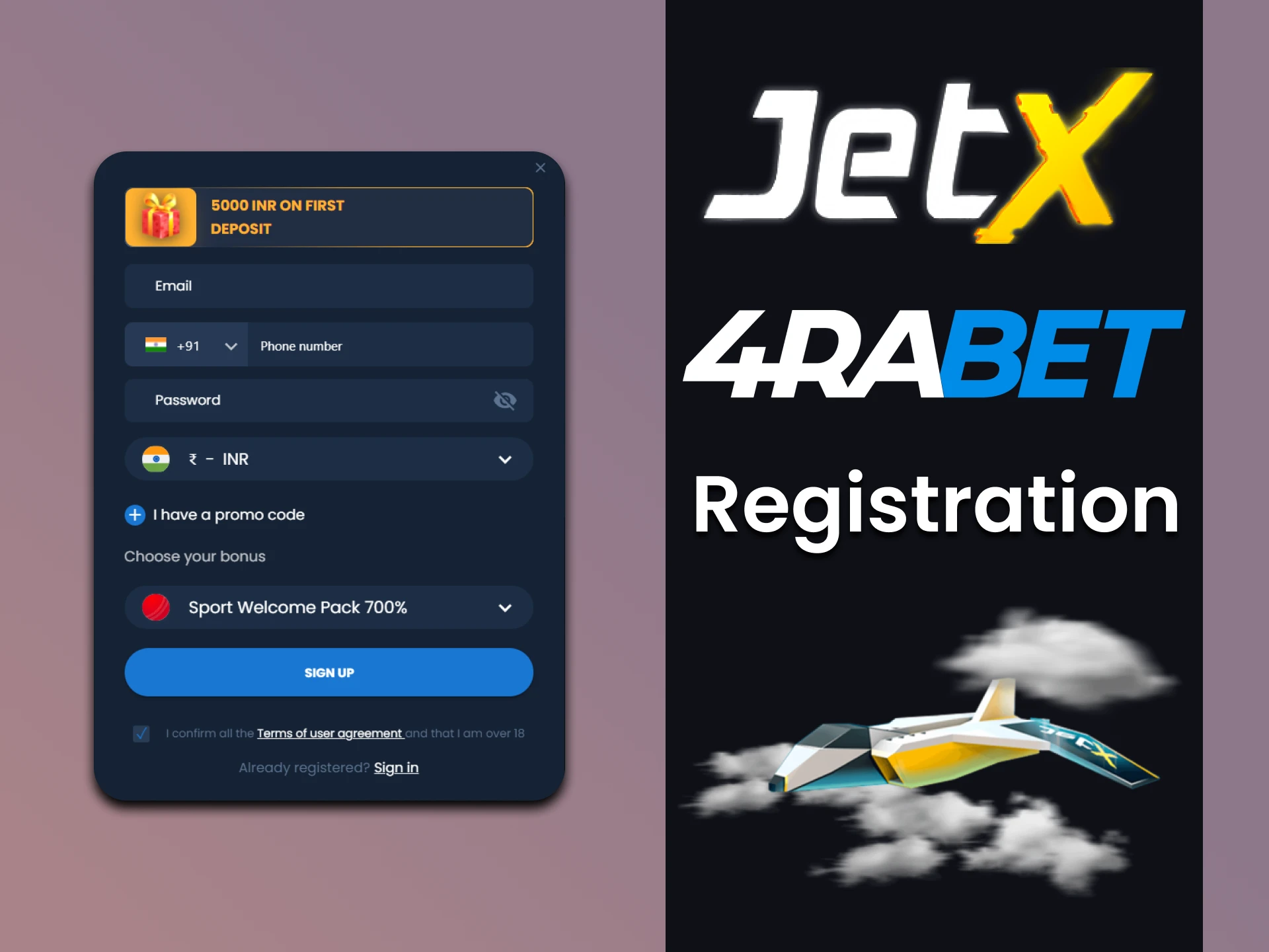 By registering at 4rabet you will be able to play JetX.