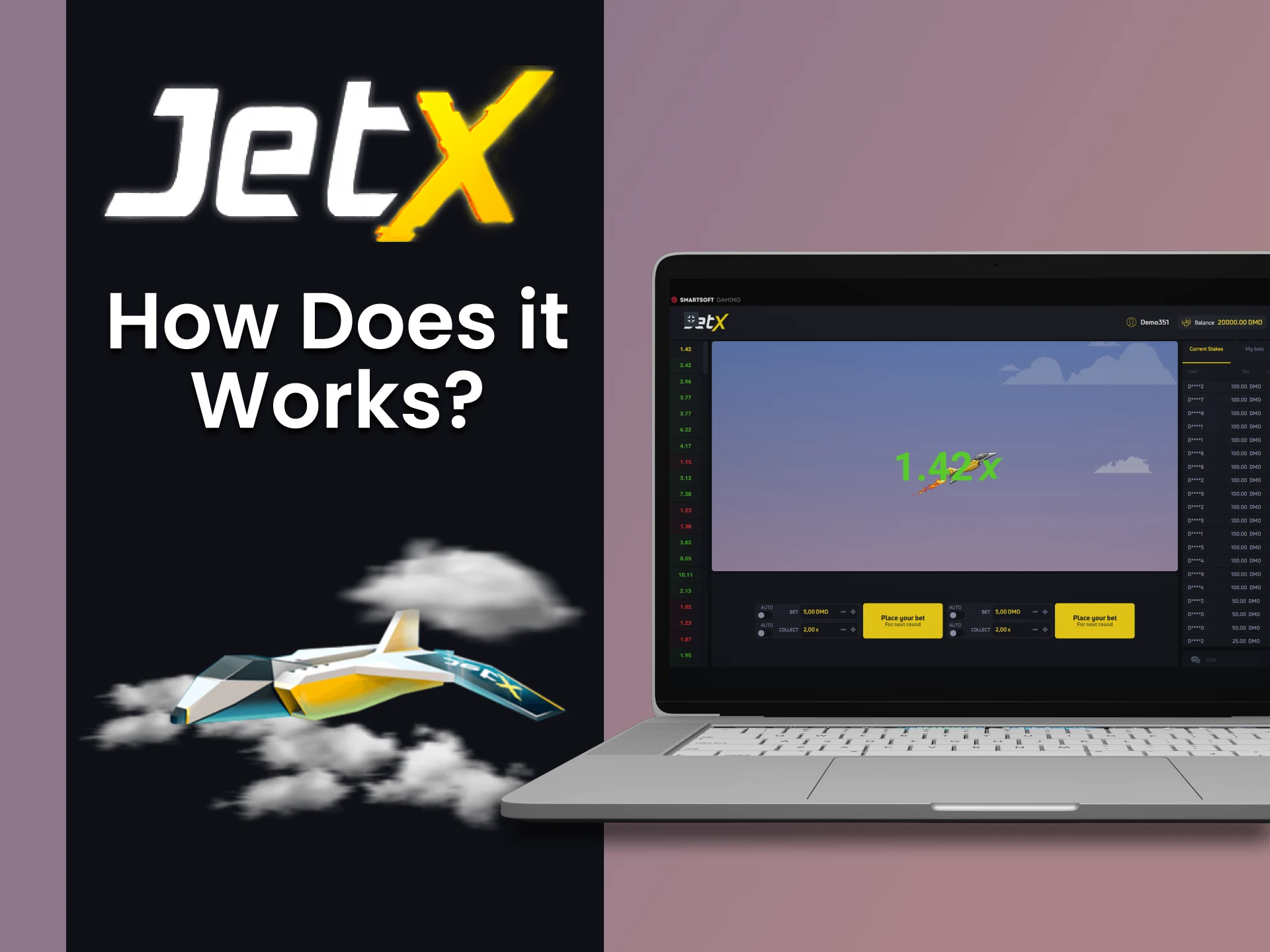 See how the JetX game is structured and works.