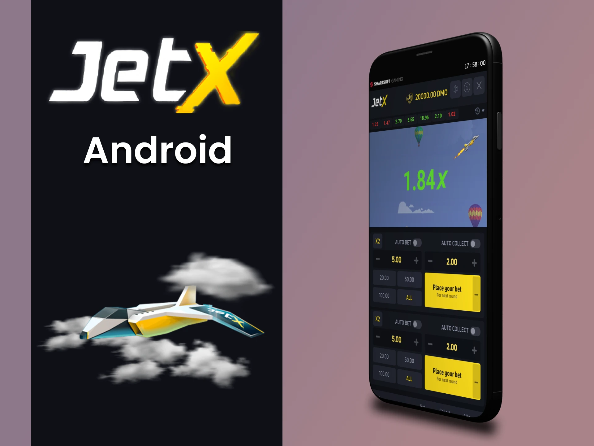 Play JetX via the Android app.
