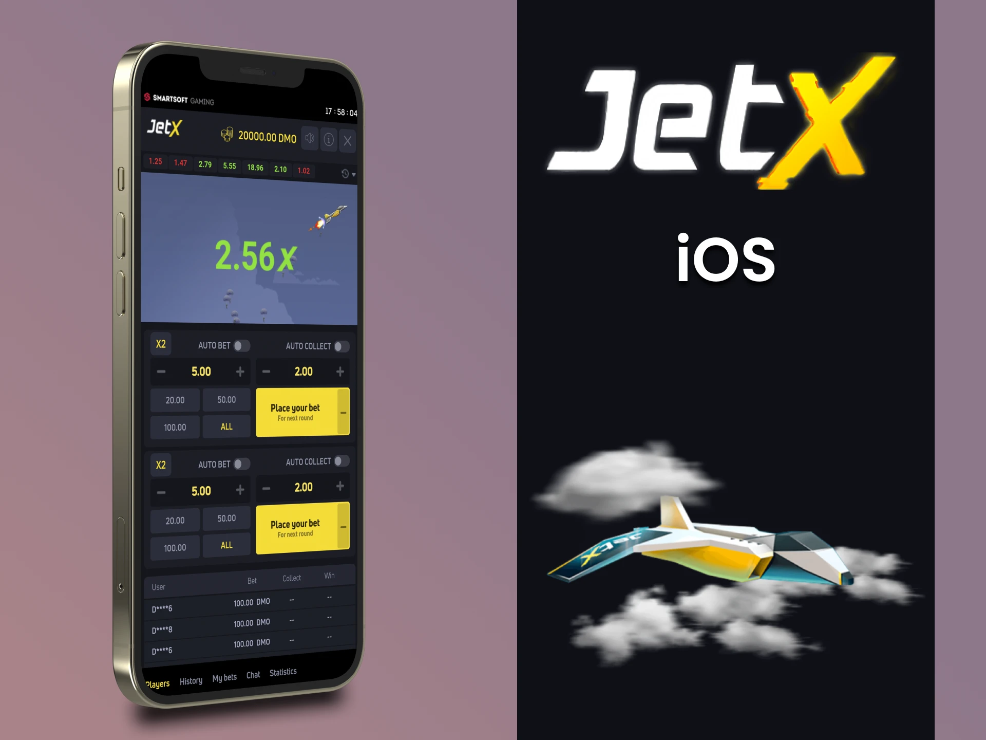 Play JetX via the iOS app.