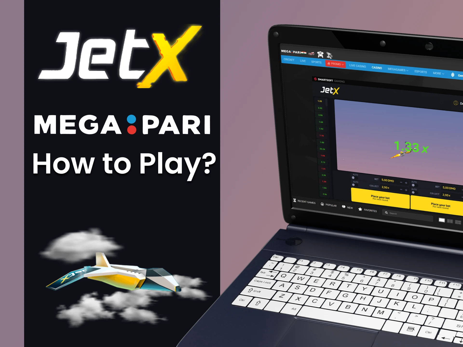 We will show you how to play JetX on Megapari.