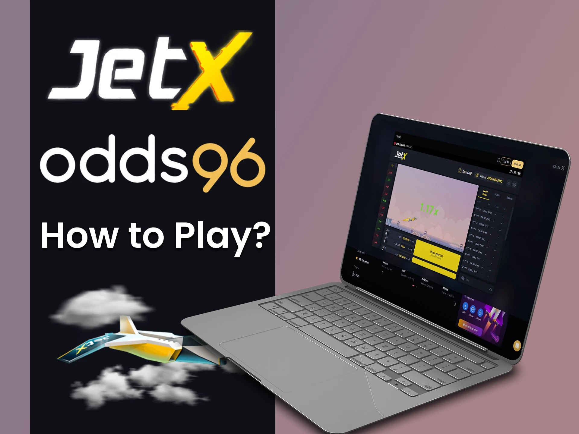 Go to the Odds96 casino section to play JetX.
