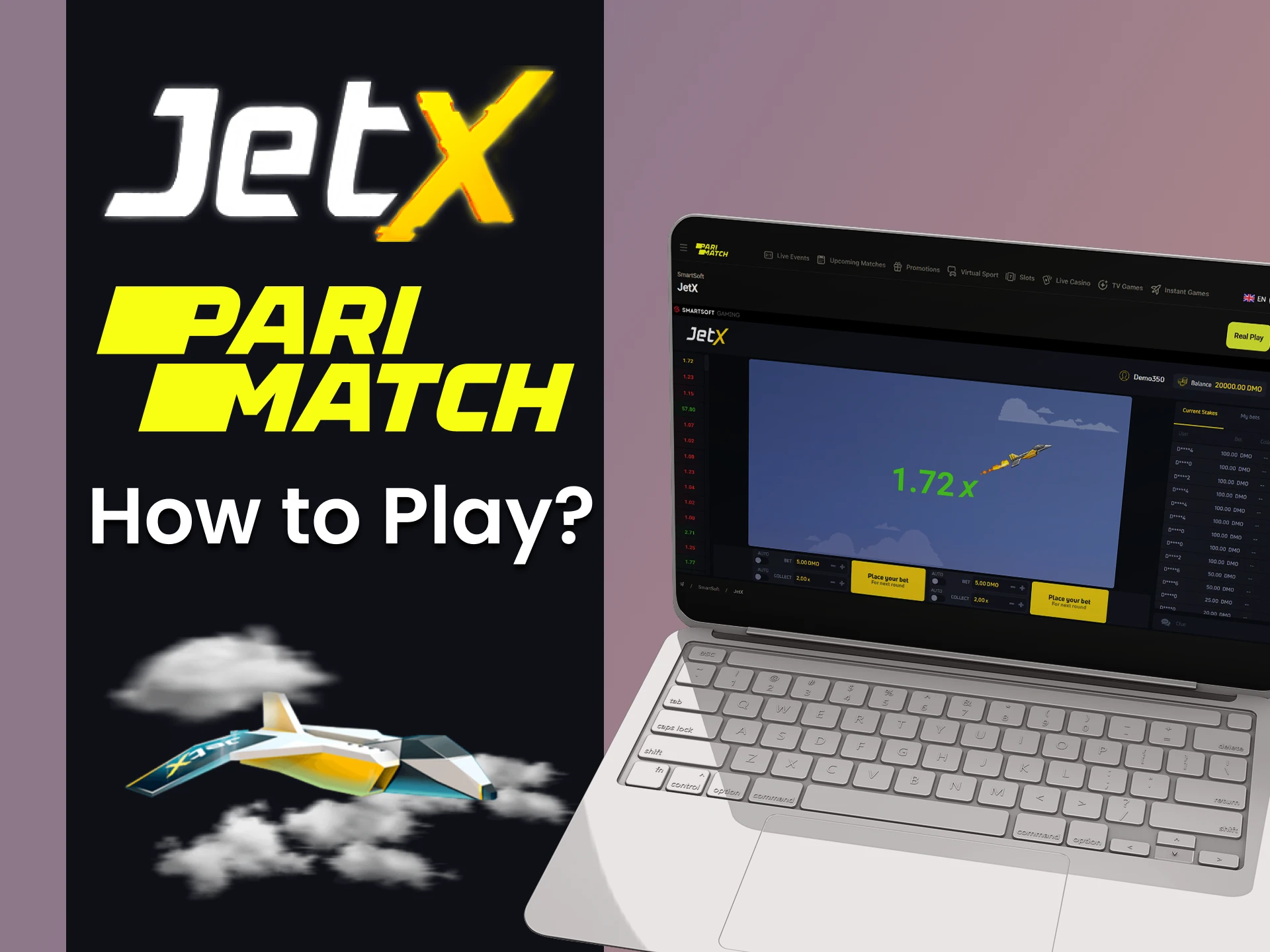 Go to the casino section to play JetX on Parimatch.