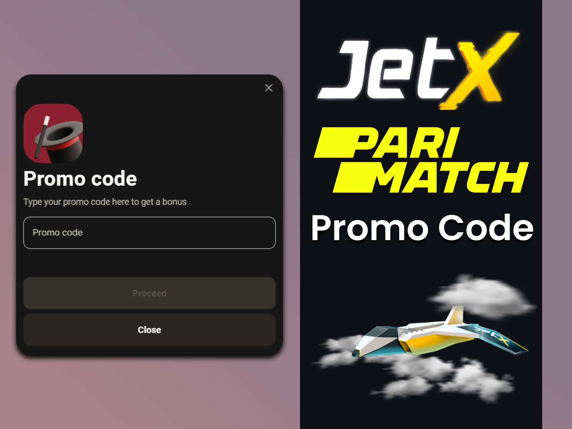 Enter the bonus promotional code for playing JetX from Parimatch.