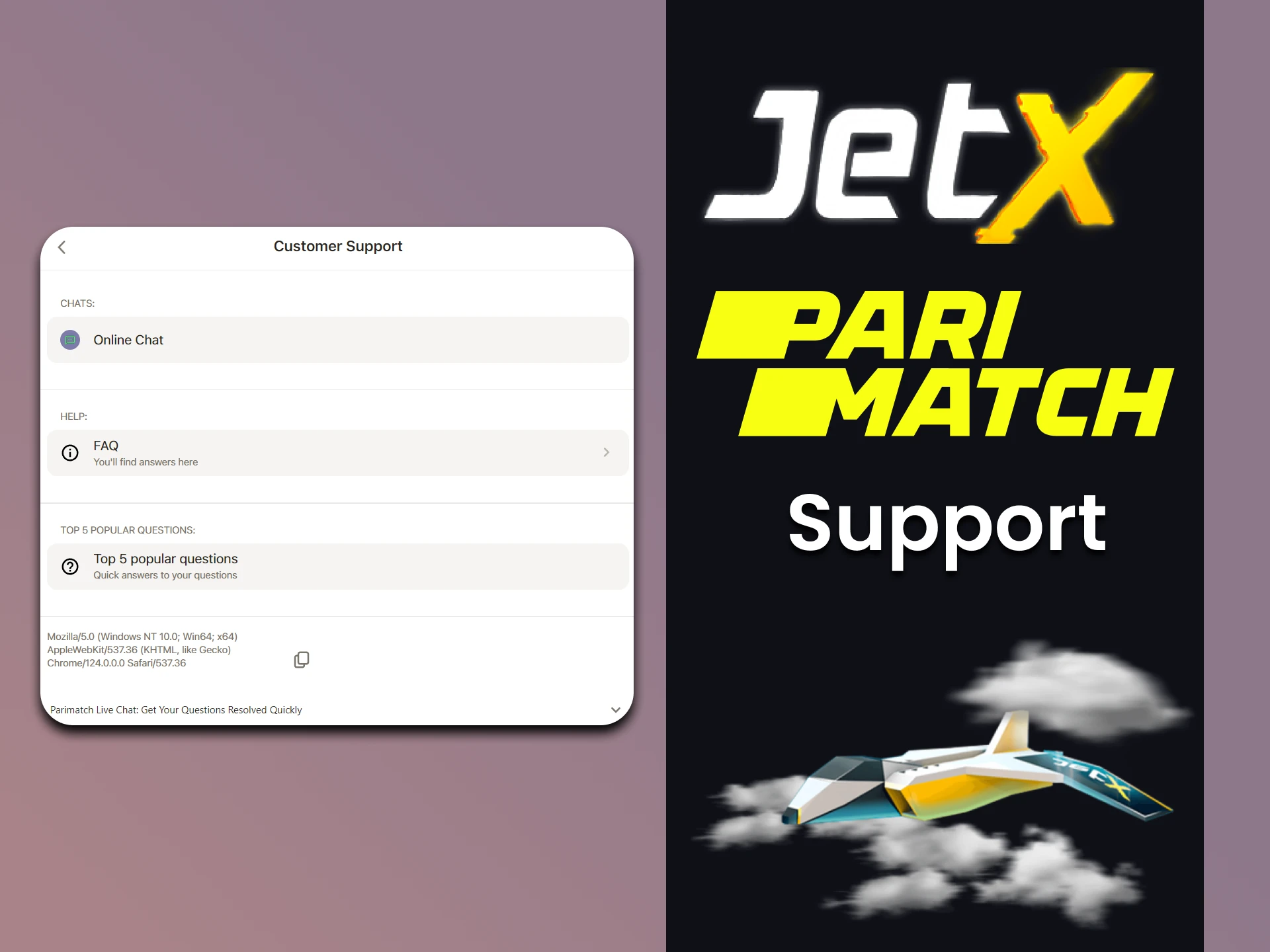 Parimatch has support for JetX players.